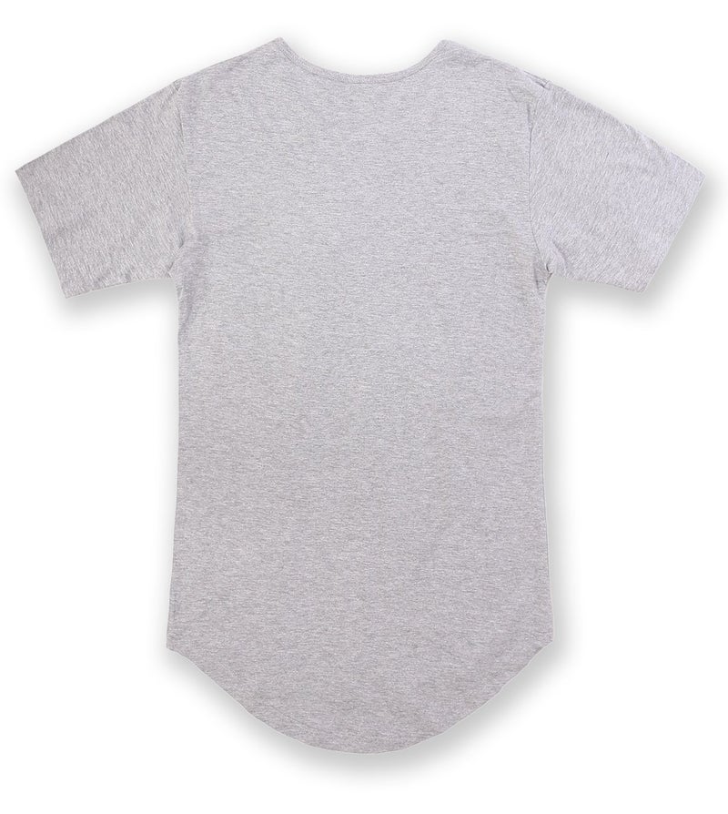 JD Apparel Menâ€™s Hip Hop Longline Tee â€“ Curved Hem Cotton T-Shirt, Heather Grey, 3X-Large - Image 3
